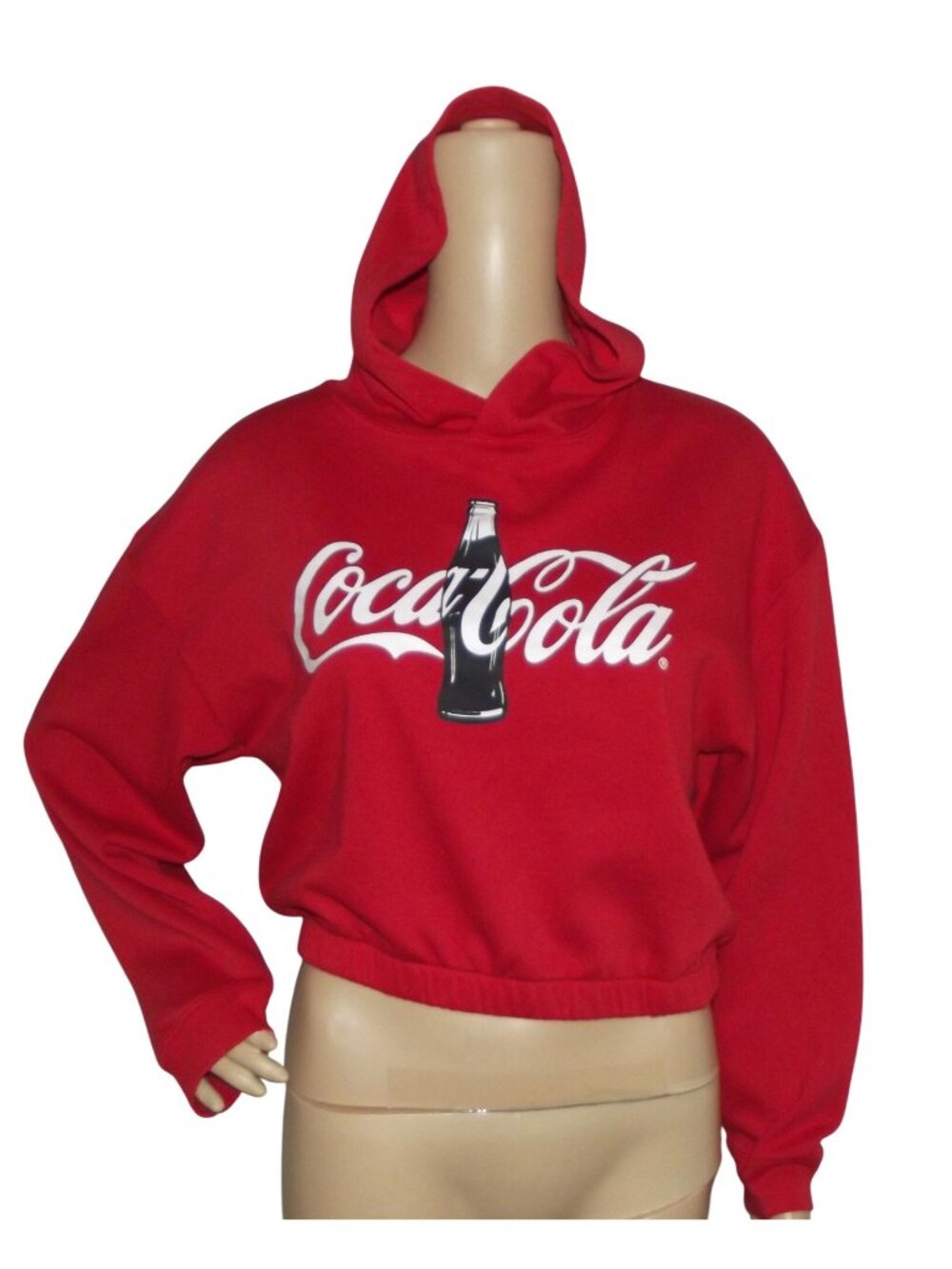 Coca-Cola Crop Hoodie Womens Size Small Red Pullover cropped sweatshirt